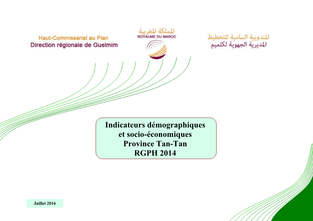 Indicateurs Démographiques Et Socio-Économiques Province Tan-Tan RGPH 2014