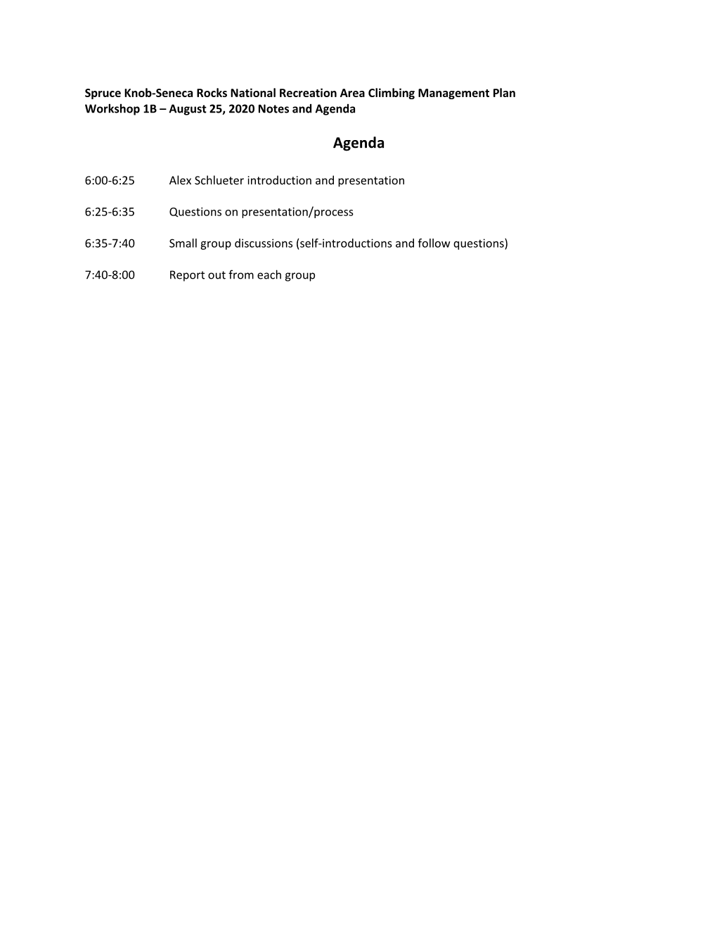 Workshop Agenda and Notes