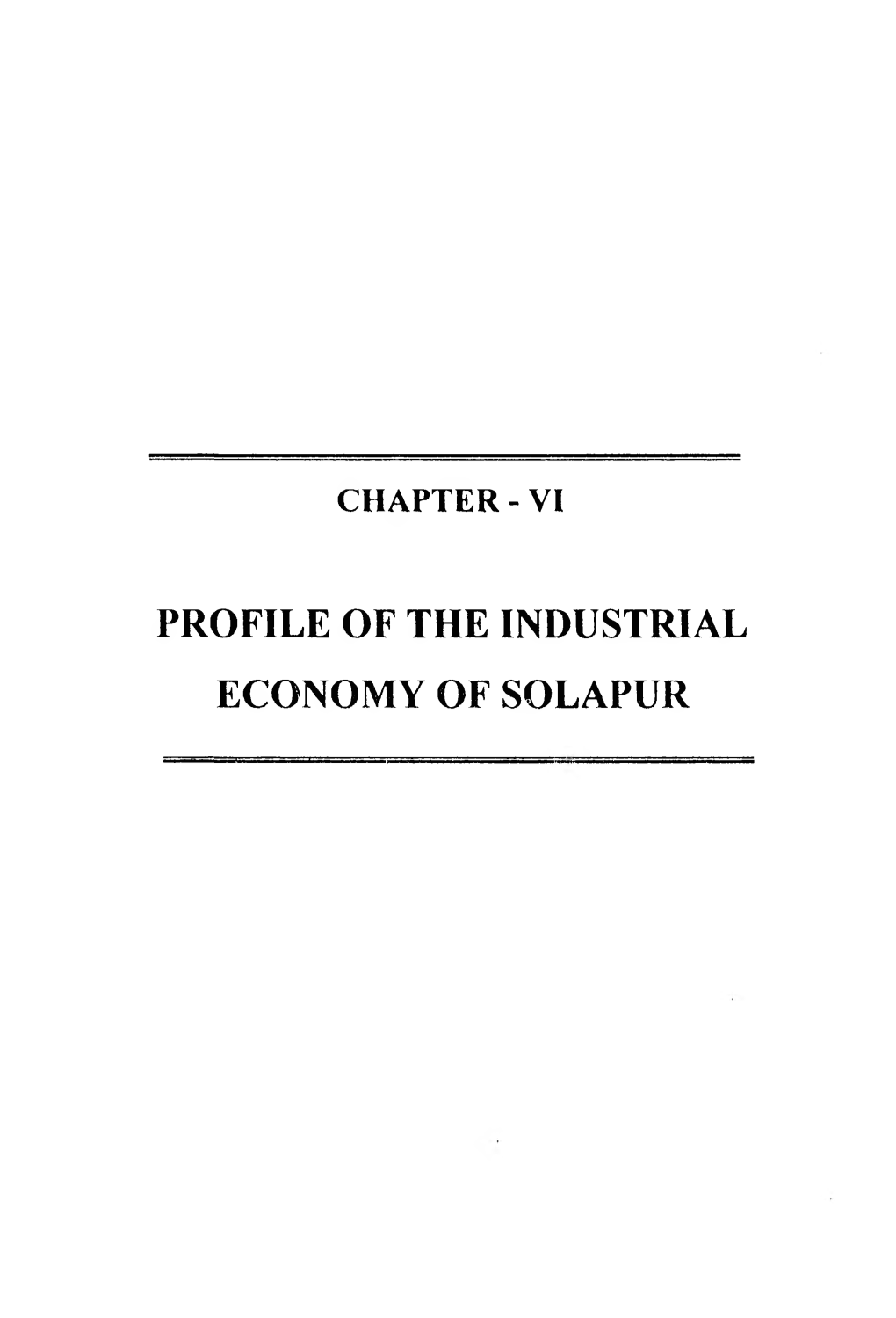 Vi Profile of the Industrial Economy of Solapur