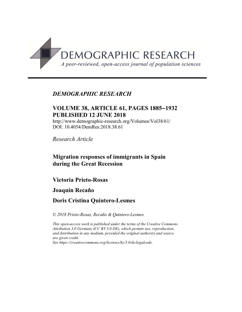 Migration Responses of Immigrants in Spain During the Great Recession