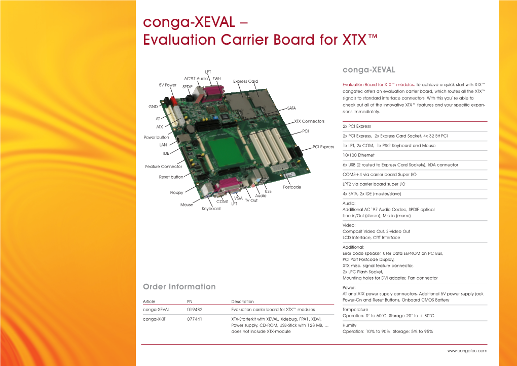 Conga-XEVAL – Evaluation Carrier Board for XTX™