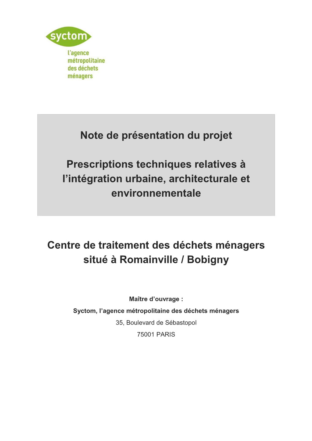 Note De Présentation Du Projet