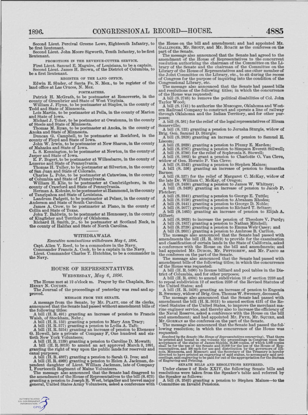 Congressional Record-House. 4885