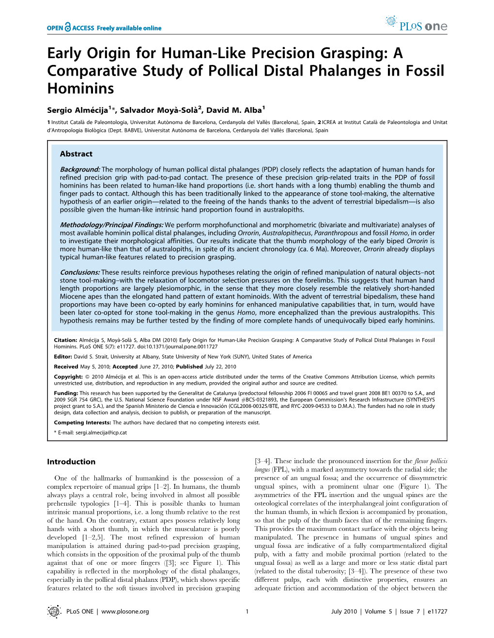 A Comparative Study of Pollical Distal Phalanges in Fossil Hominins