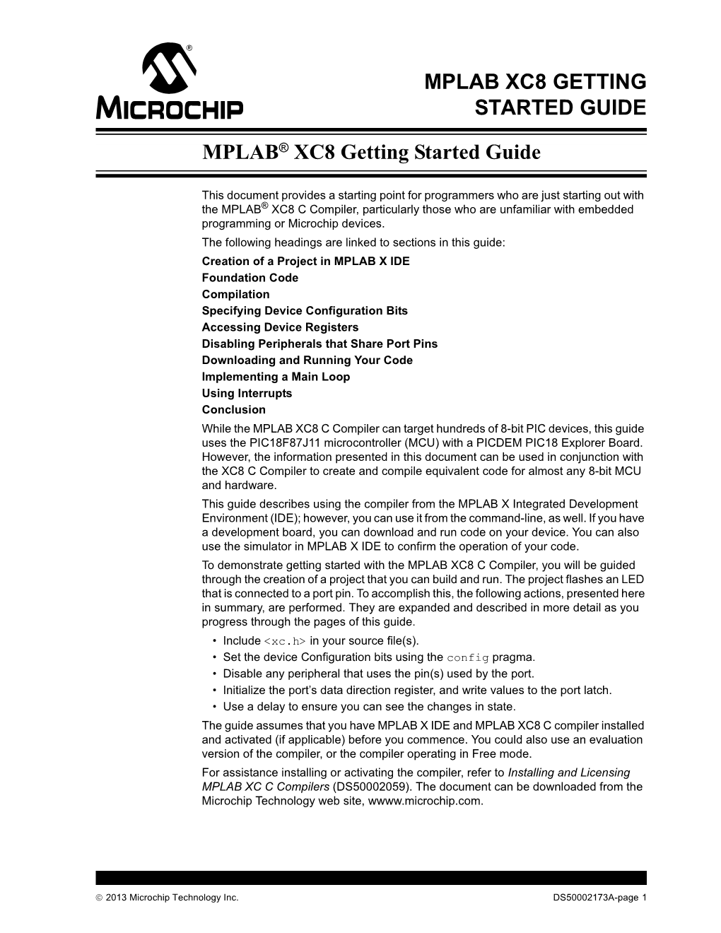 Mplab Xc8 Getting Started Guide