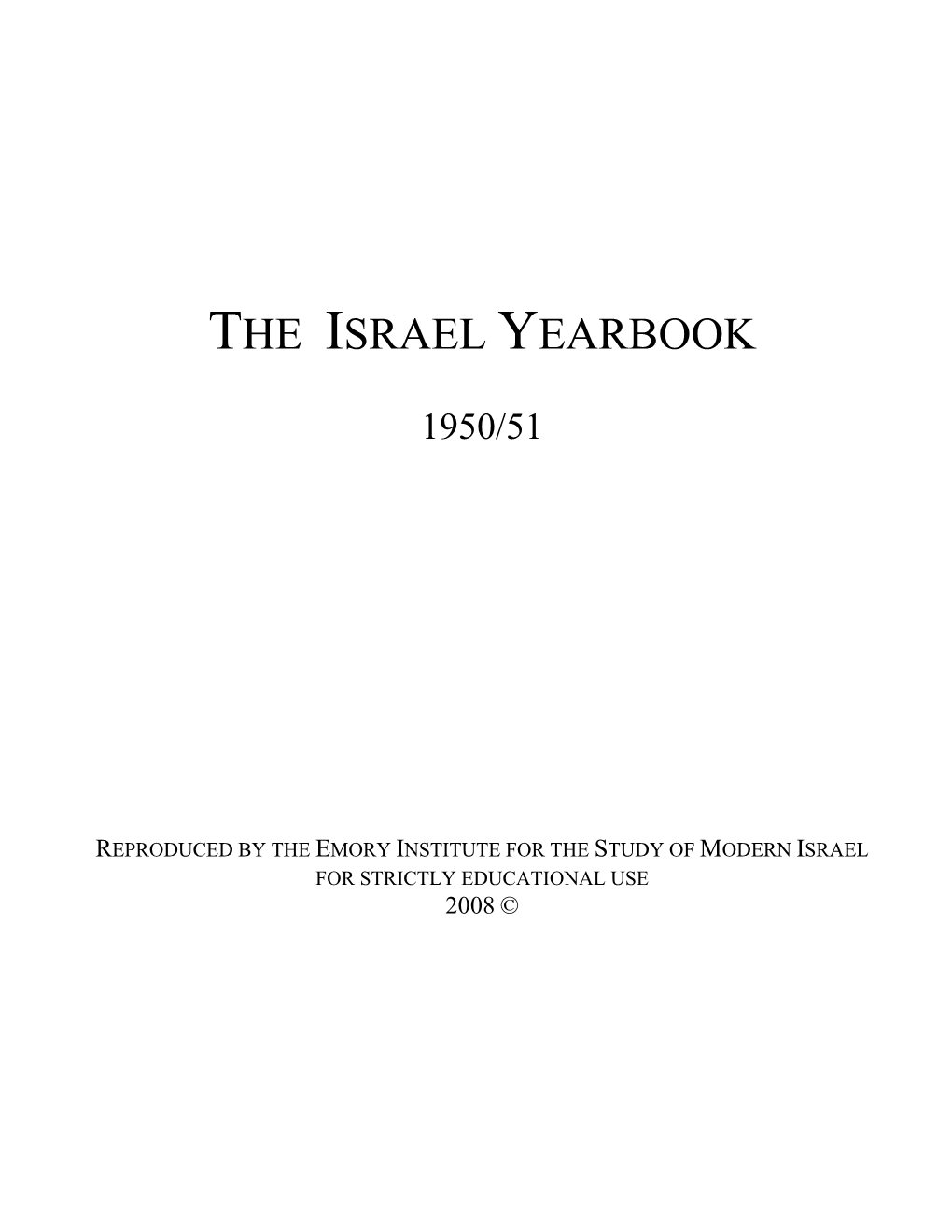 The Israel Yearbook