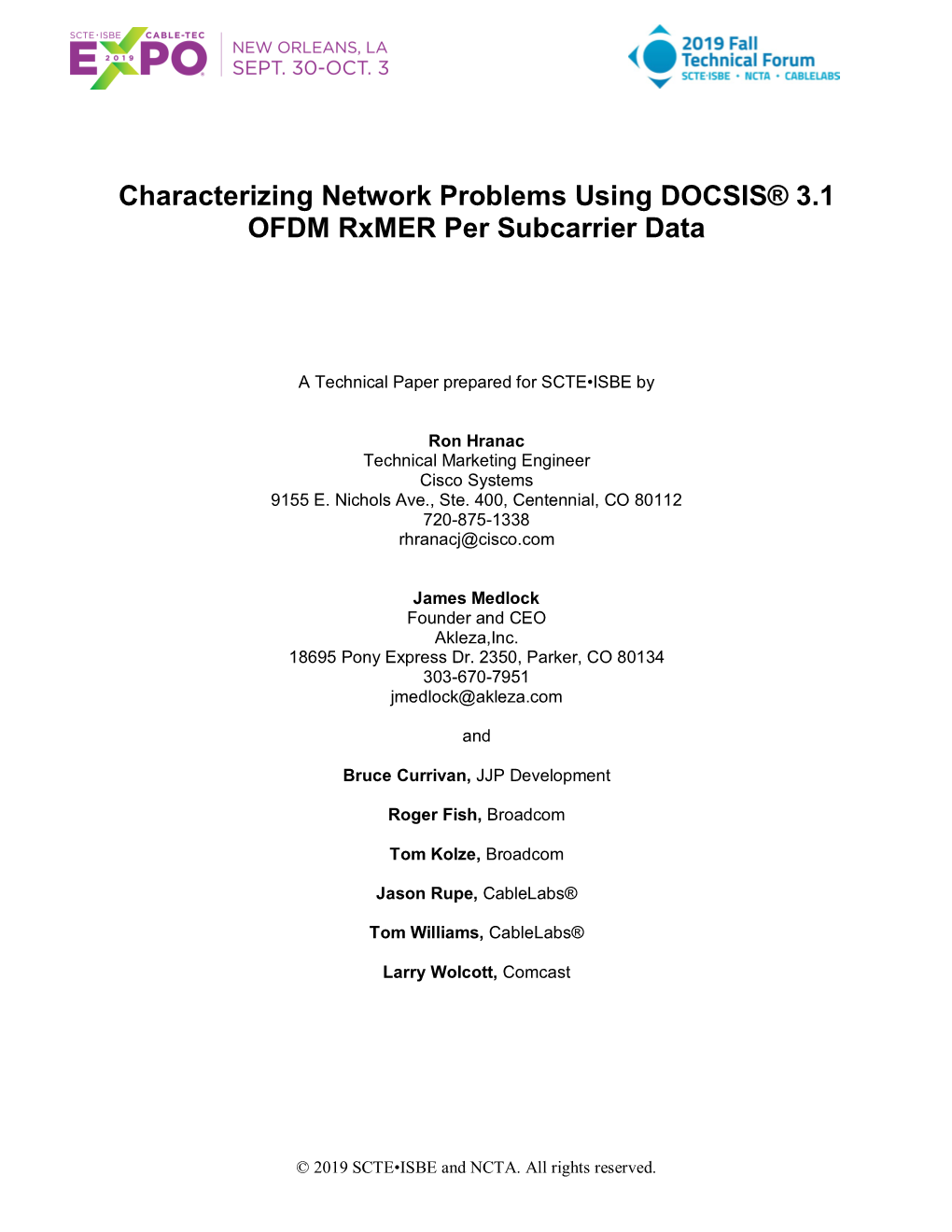 Characterizing Network Problems Using DOCSIS® 3.1 OFDM Rxmer Per Subcarrier Data