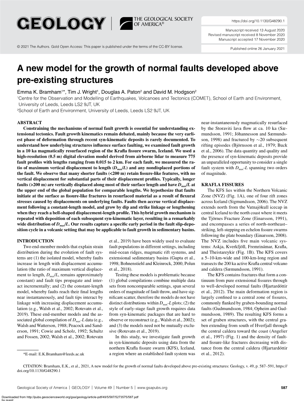 A New Model for the Growth of Normal Faults Developed Above Pre-Existing Structures Emma K