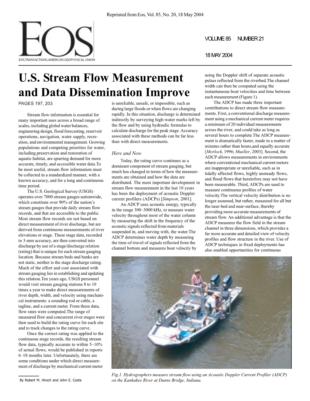 U.S. Stream Flow Measurement and Data Dissemination Improve