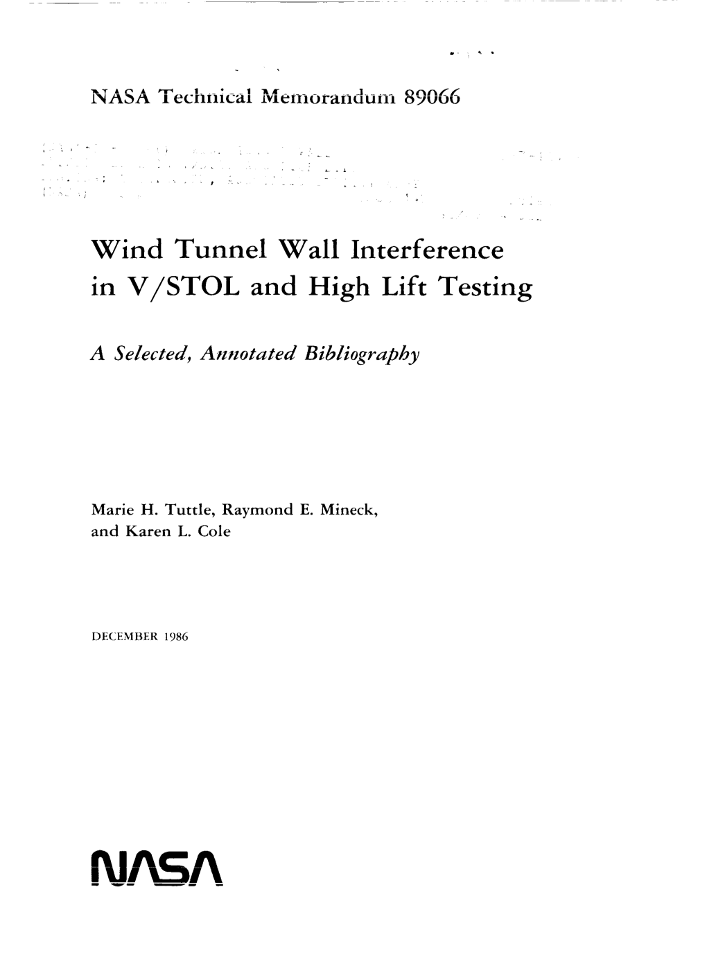 Wind Tunnel Wall Interference in V/STOL and High Lift Testing