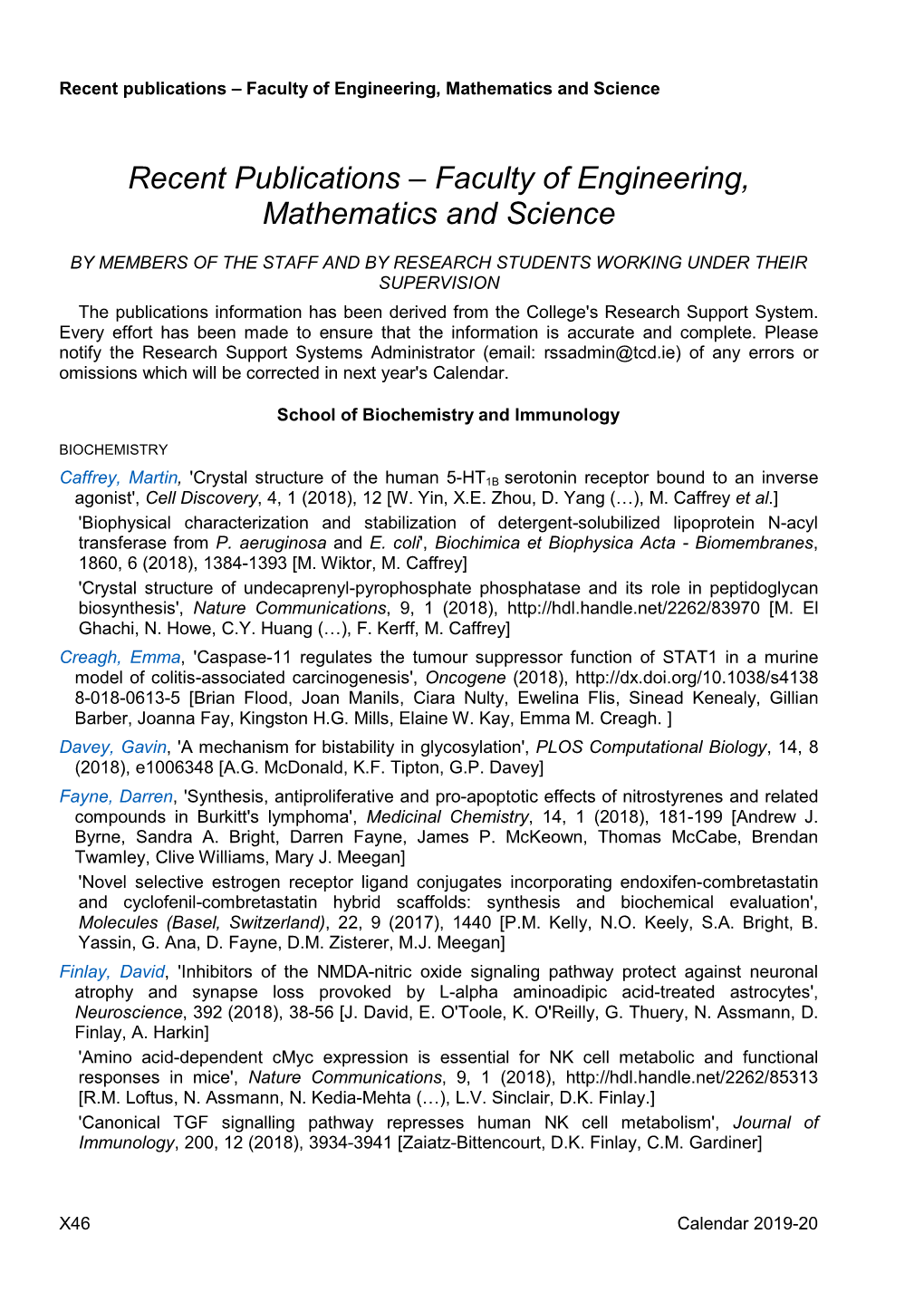 Recent Publications – Faculty of Engineering, Mathematics and Science