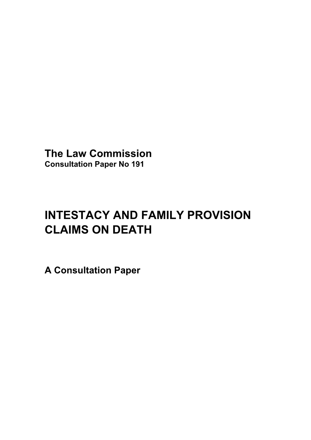 Intestacy and Family Provision Claims on Death