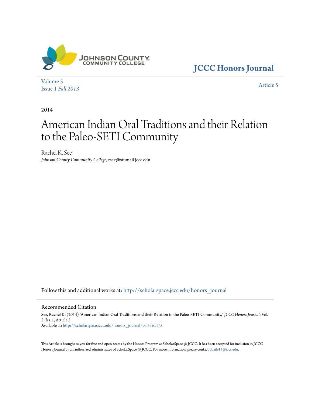 American Indian Oral Traditions and Their Relation to the Paleo-SETI Community Rachel K