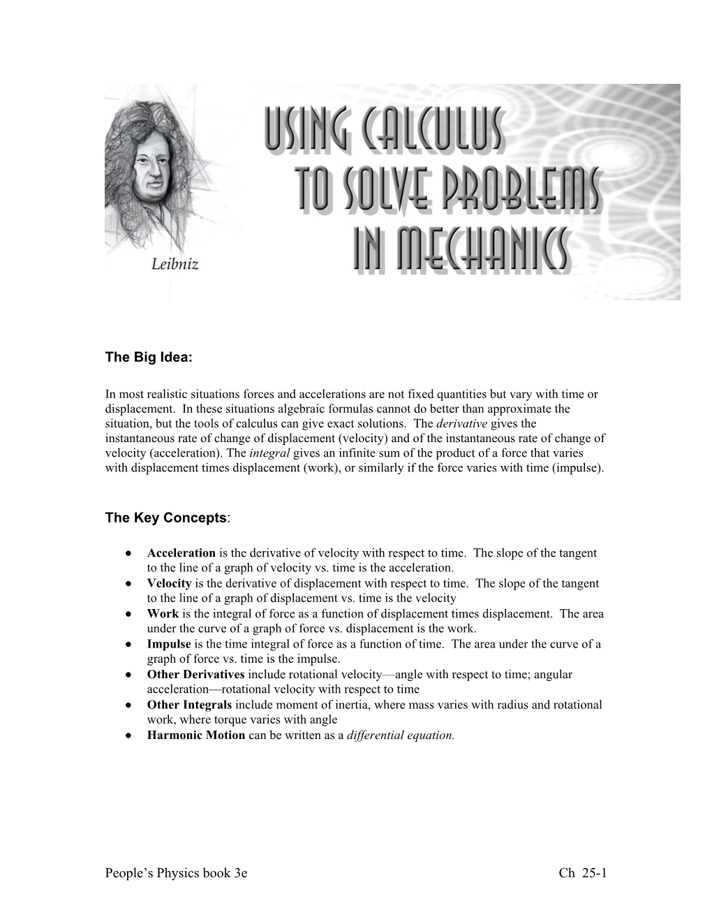 Ch. 25 Using Calculus with Physics