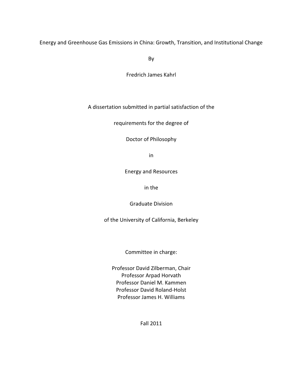 Energy and Greenhouse Gas Emissions in China: Growth, Transition, and Institutional Change