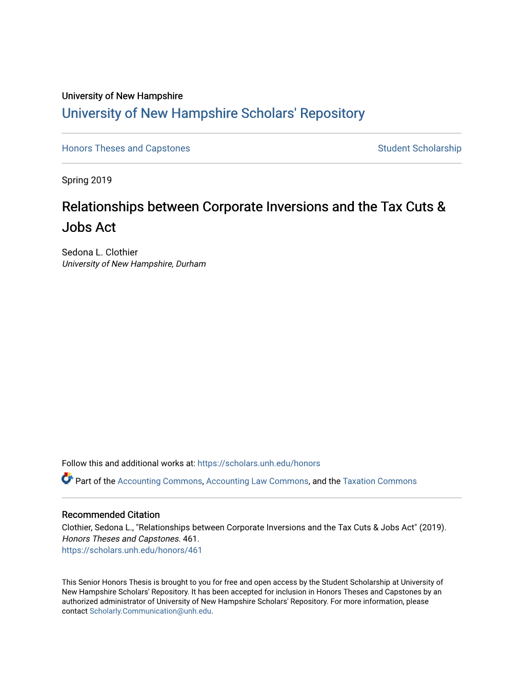 Relationships Between Corporate Inversions and the Tax Cuts & Jobs