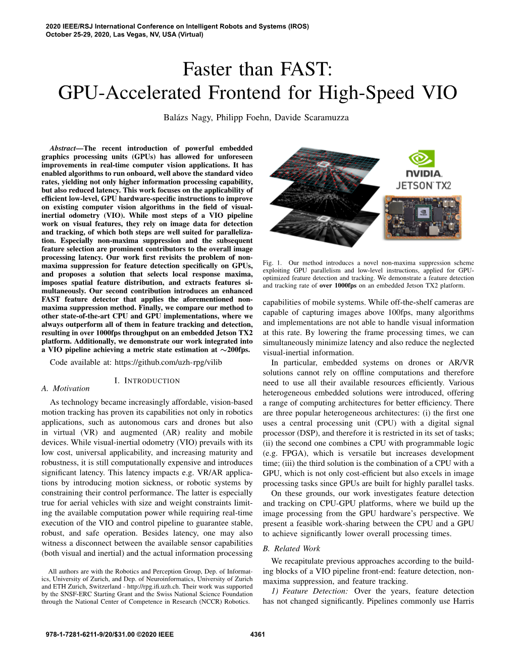 Faster Than FAST: GPU-Accelerated Frontend for High-Speed VIO