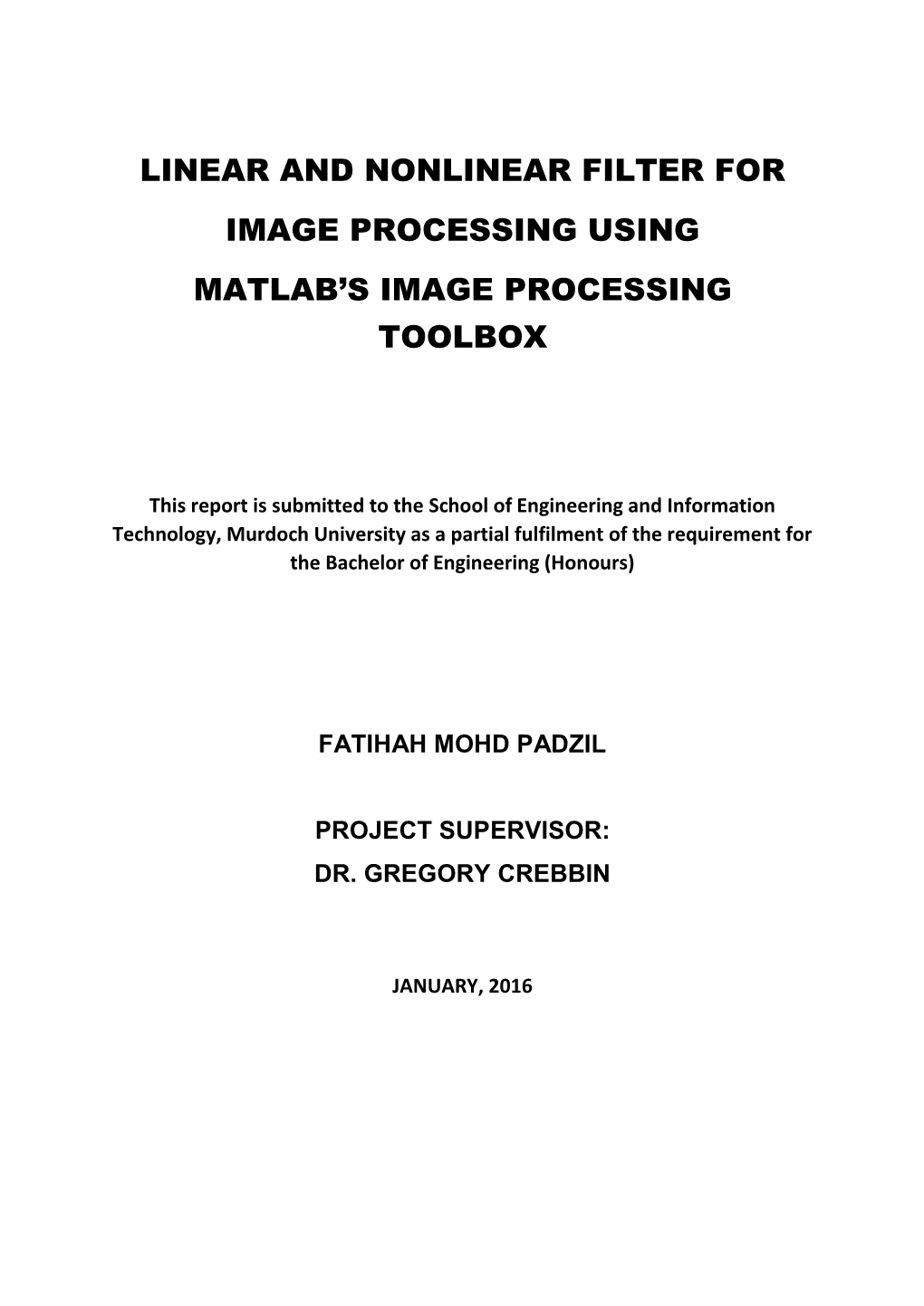 Linear and Nonlinear Image Processing Filter