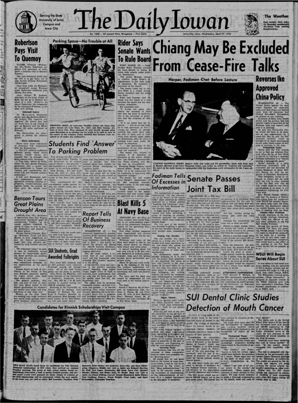 Daily Iowan (Iowa City, Iowa), 1955-04-27