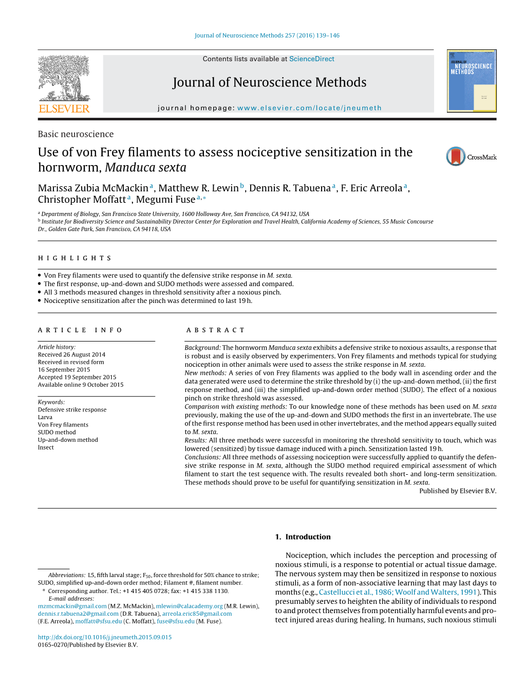 Basic Neuroscienceuse of Von Frey Filaments to Assess Nociceptive