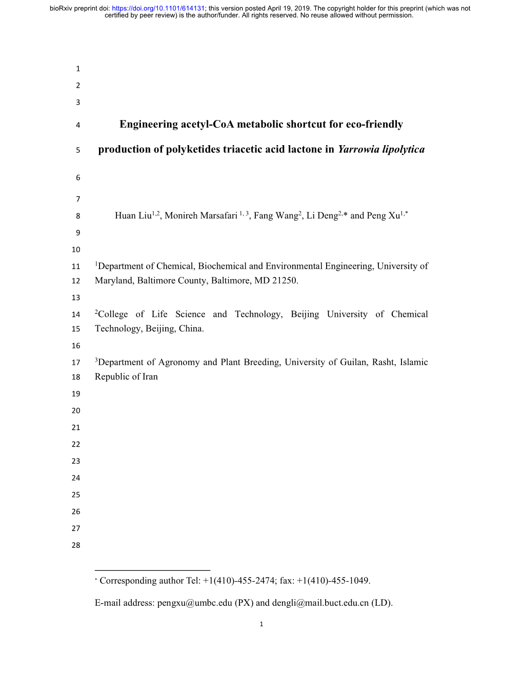 Engineering Acetyl-Coa Metabolic Shortcut for Eco-Friendly Production