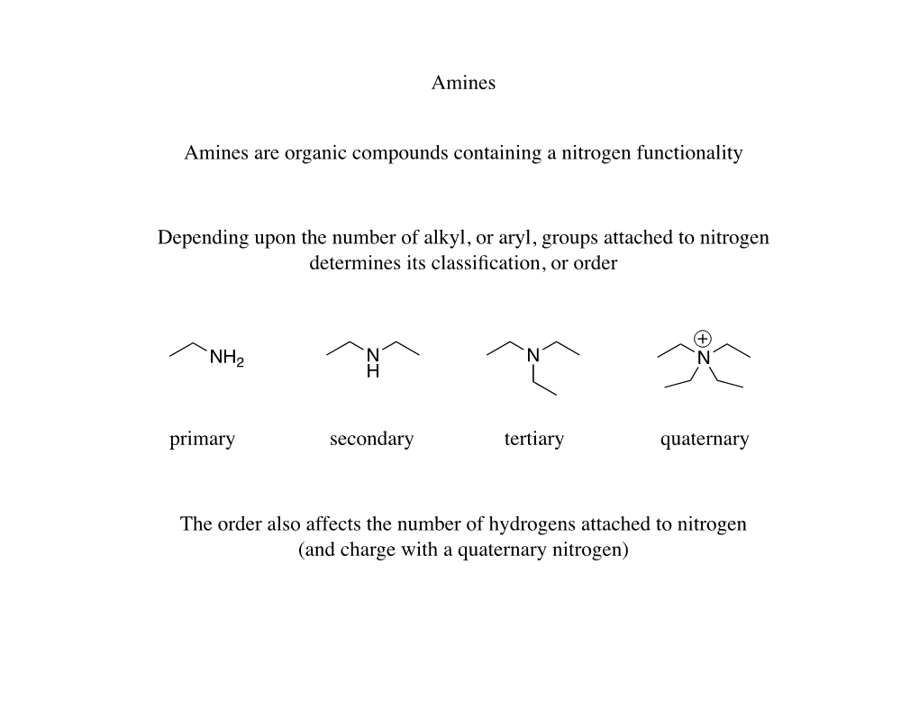 Amines Amines Are Organic Compounds Containing a Nitrogen