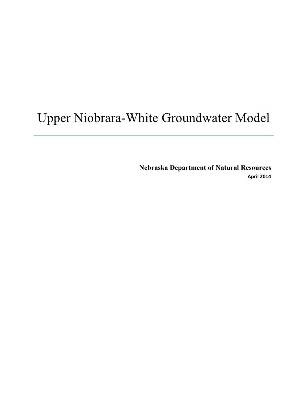 Upper Niobrara-White Groundwater Model