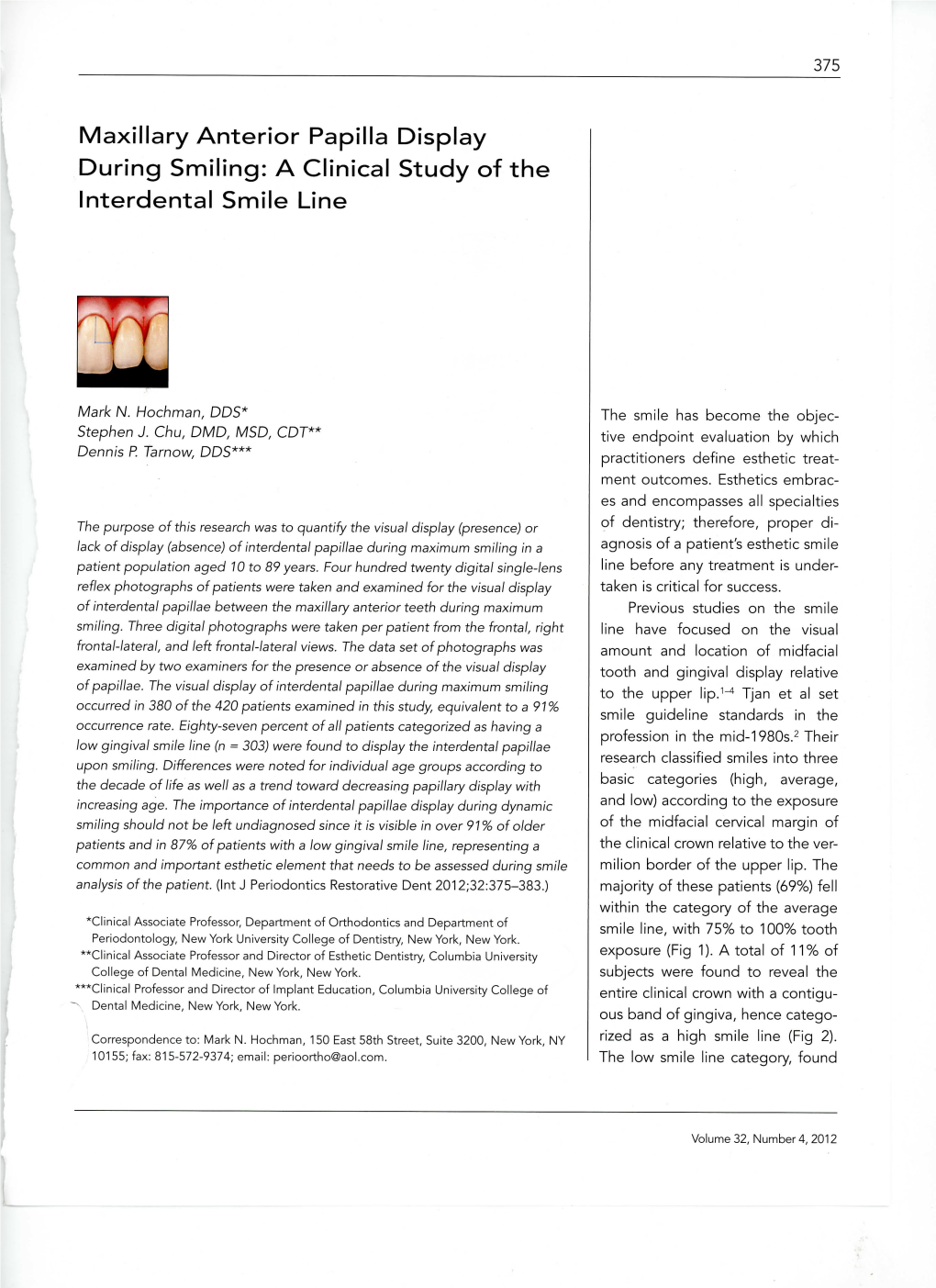 Maxillary Anterior Papilla Display During Smiling: a Clinical Study of the Interdental Smile Line