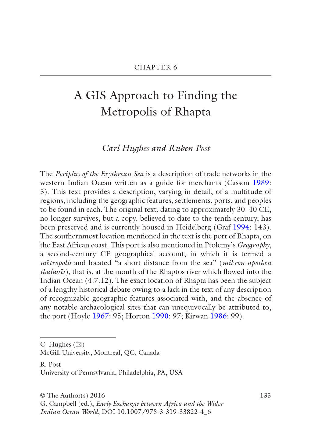 A GIS Approach to Finding the Metropolis of Rhapta