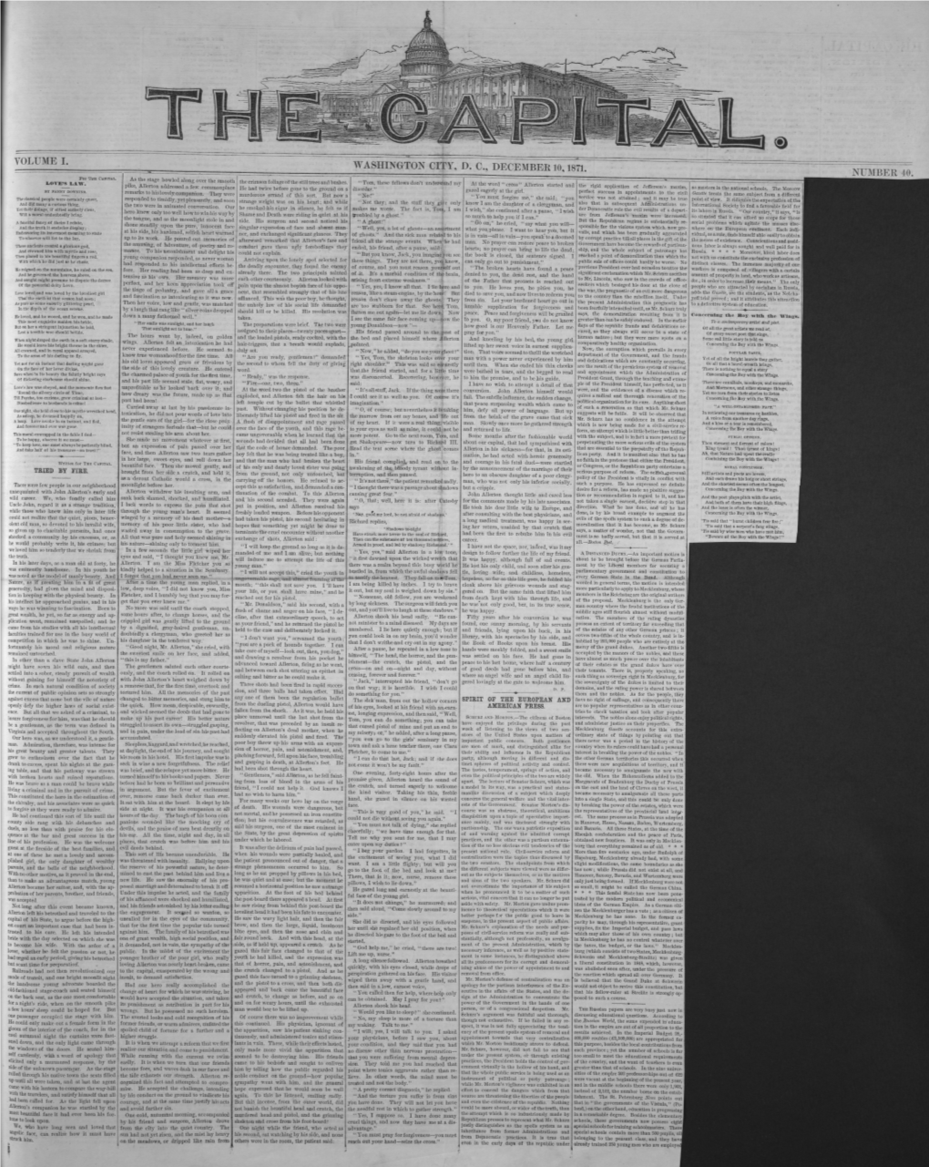 Volume I. Washington City, D. C., December 10,1871. Number 40