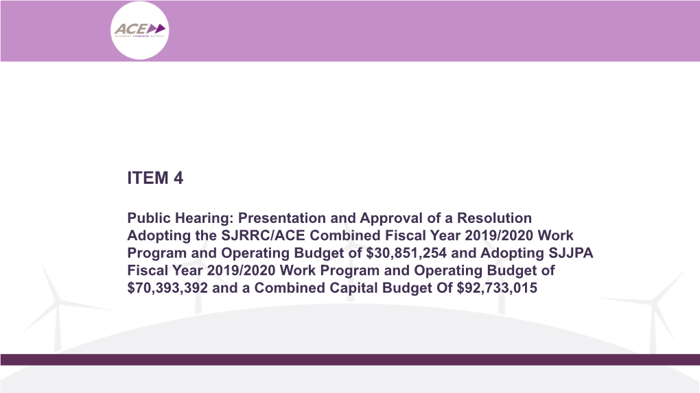 Presentation and Approval of a Resolution Adopting the SJRRC