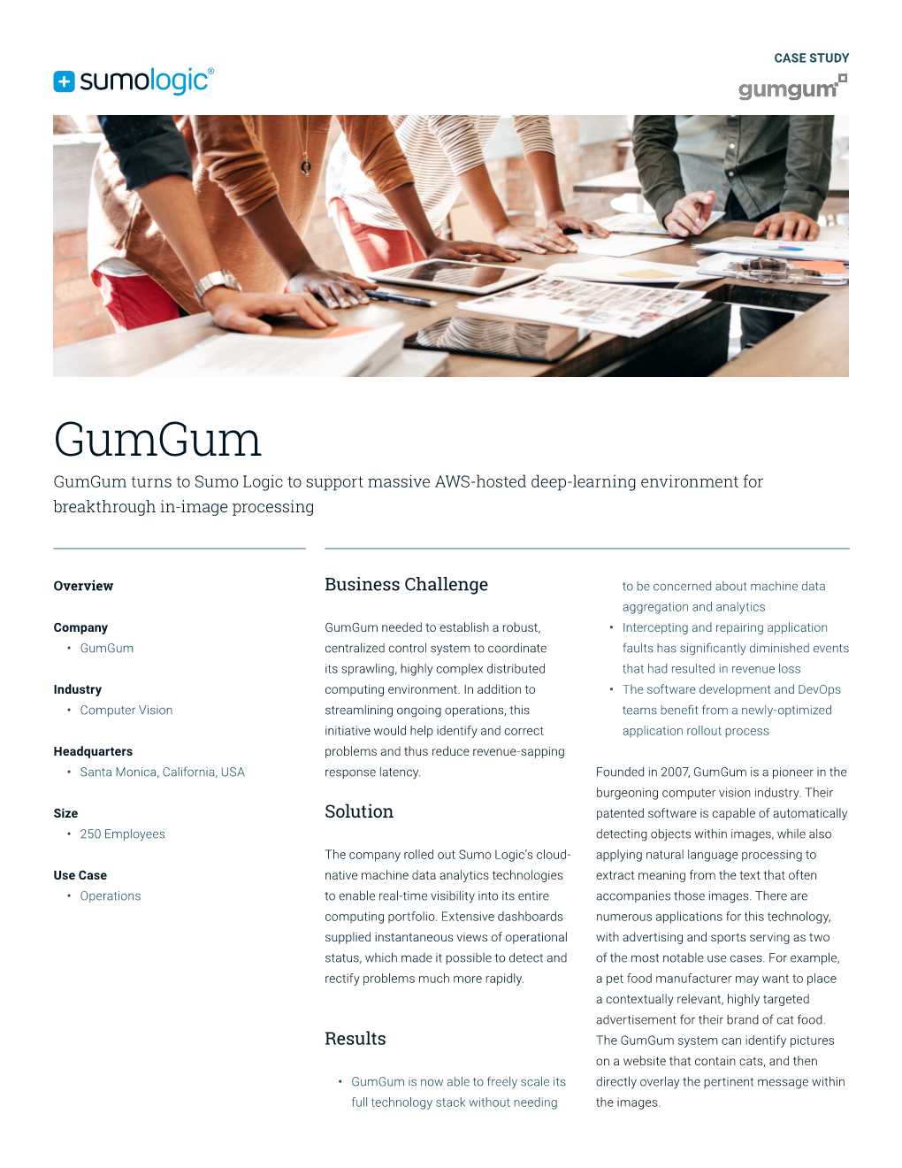 Gumgum Gumgum Turns to Sumo Logic to Support Massive AWS-Hosted Deep-Learning Environment for Breakthrough In-Image Processing