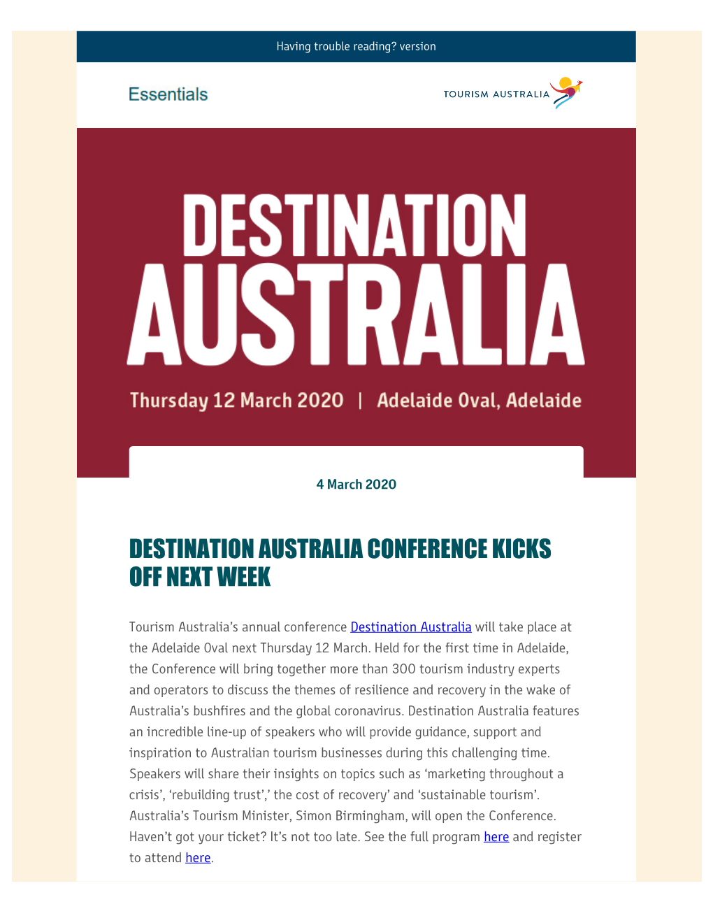 Destination Australia Conference Kicks Off Next Week