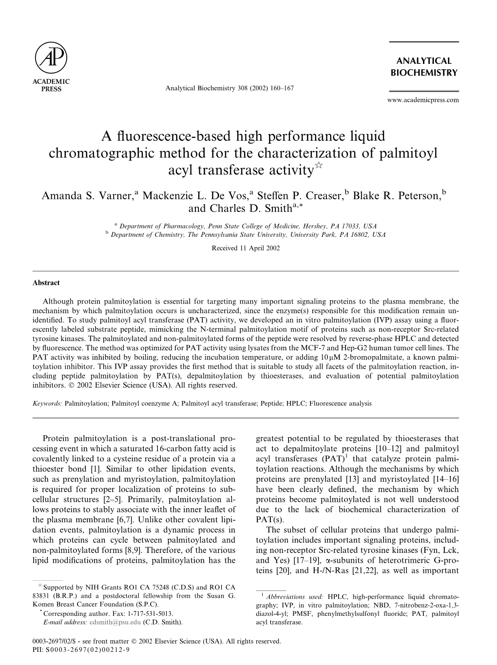 A Fluorescence-Based High Performance Liquid