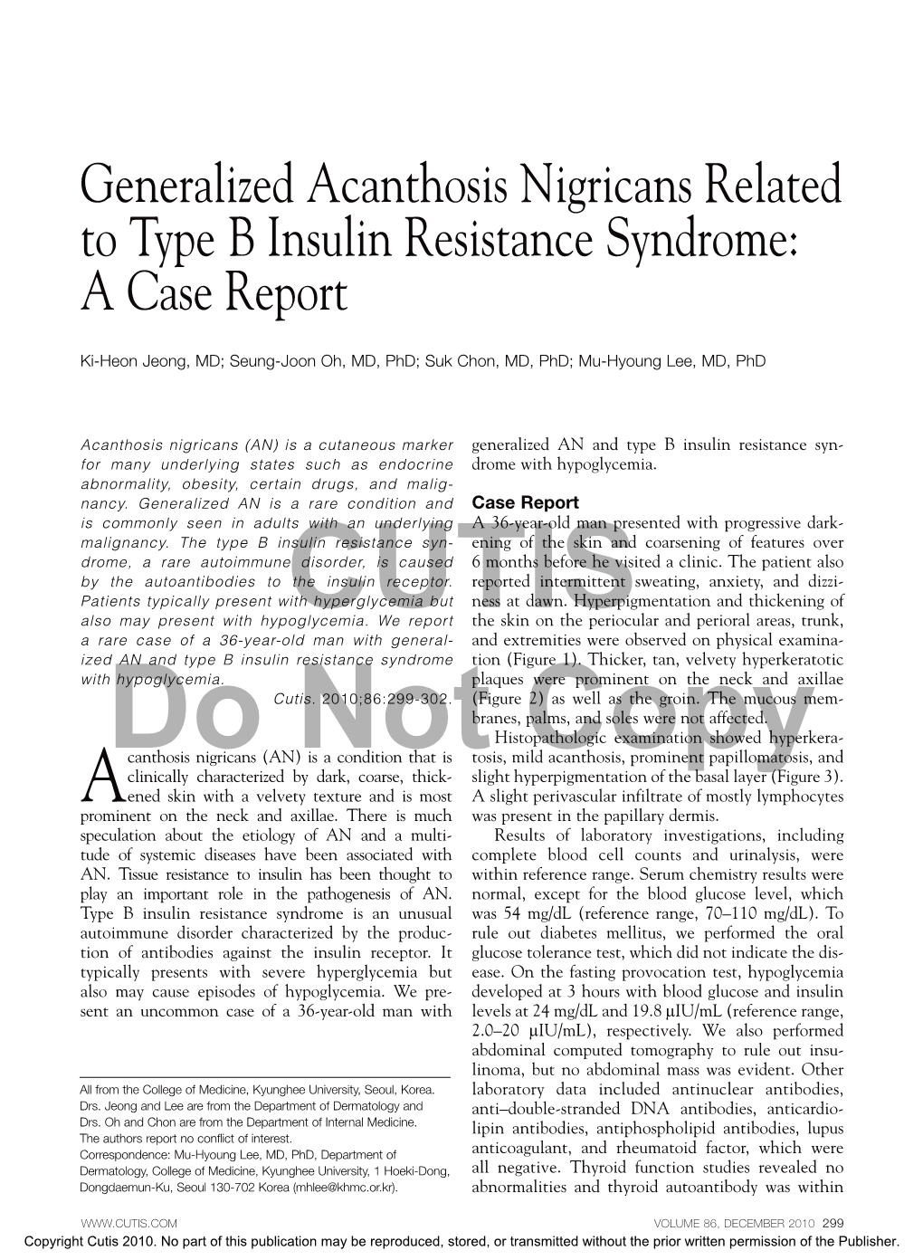 Generalized Acanthosis Nigricans Related to Type B Insulin Resistance Syndrome: a Case Report