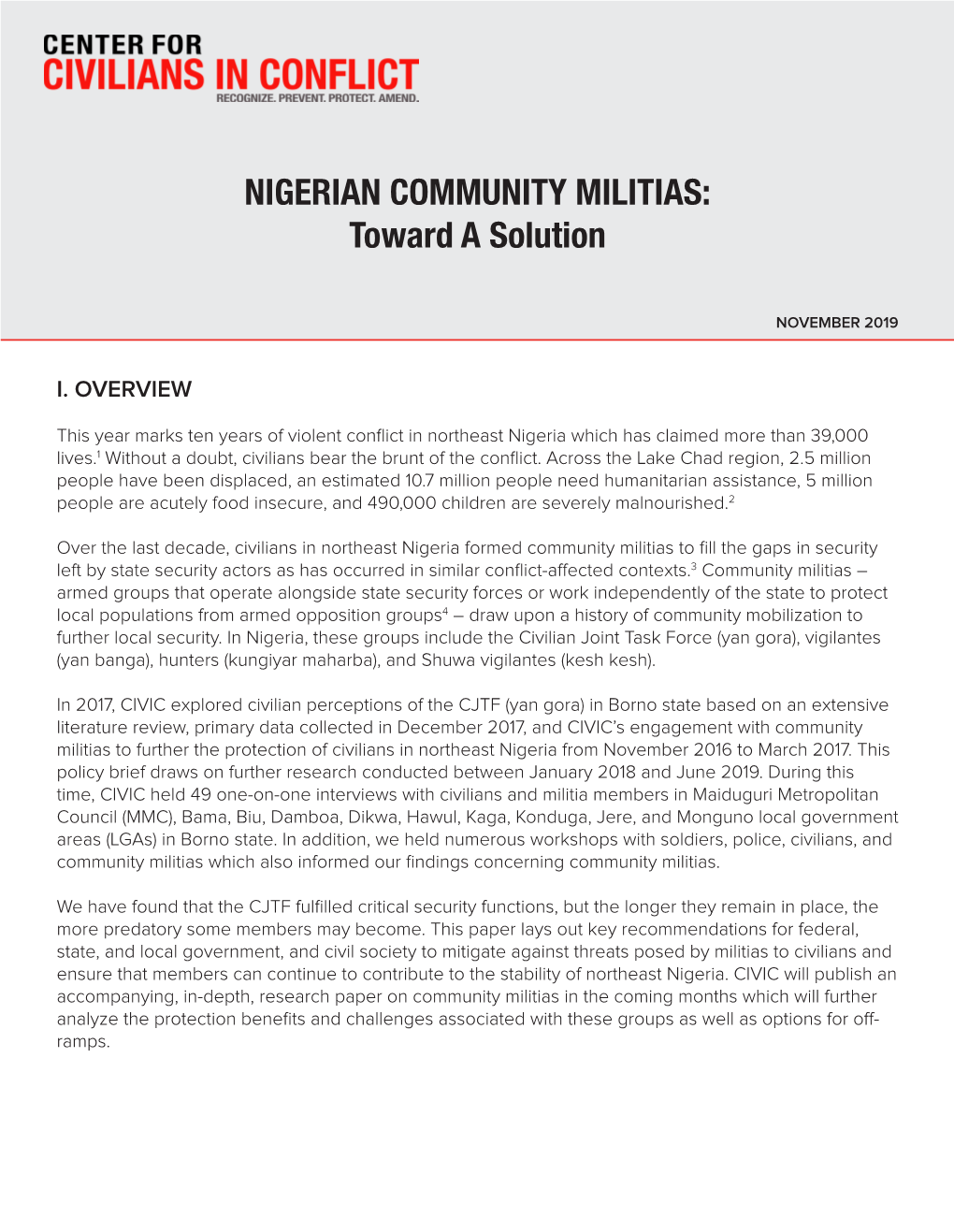 NIGERIAN COMMUNITY MILITIAS: Toward a Solution