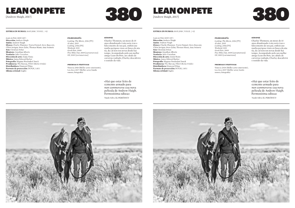 LEAN on PETE LEAN on PETE [Andrew Haigh, 2017] 380 [Andrew Haigh, 2017] 380
