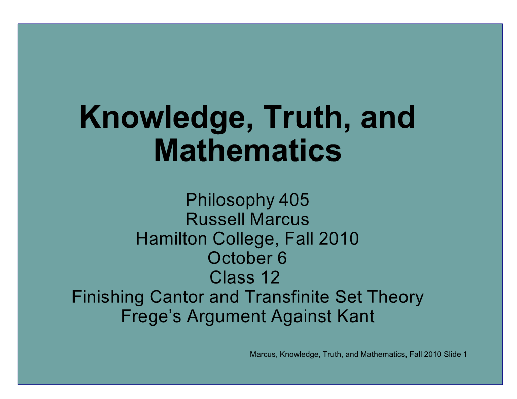 Knowledge, Truth, and Mathematics