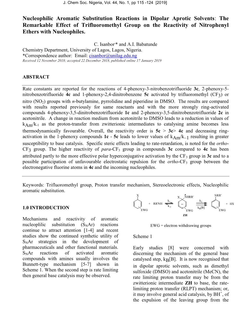 Nucleophilic Aromatic Substitution Reactions in Dipolar Aprotic Solvents