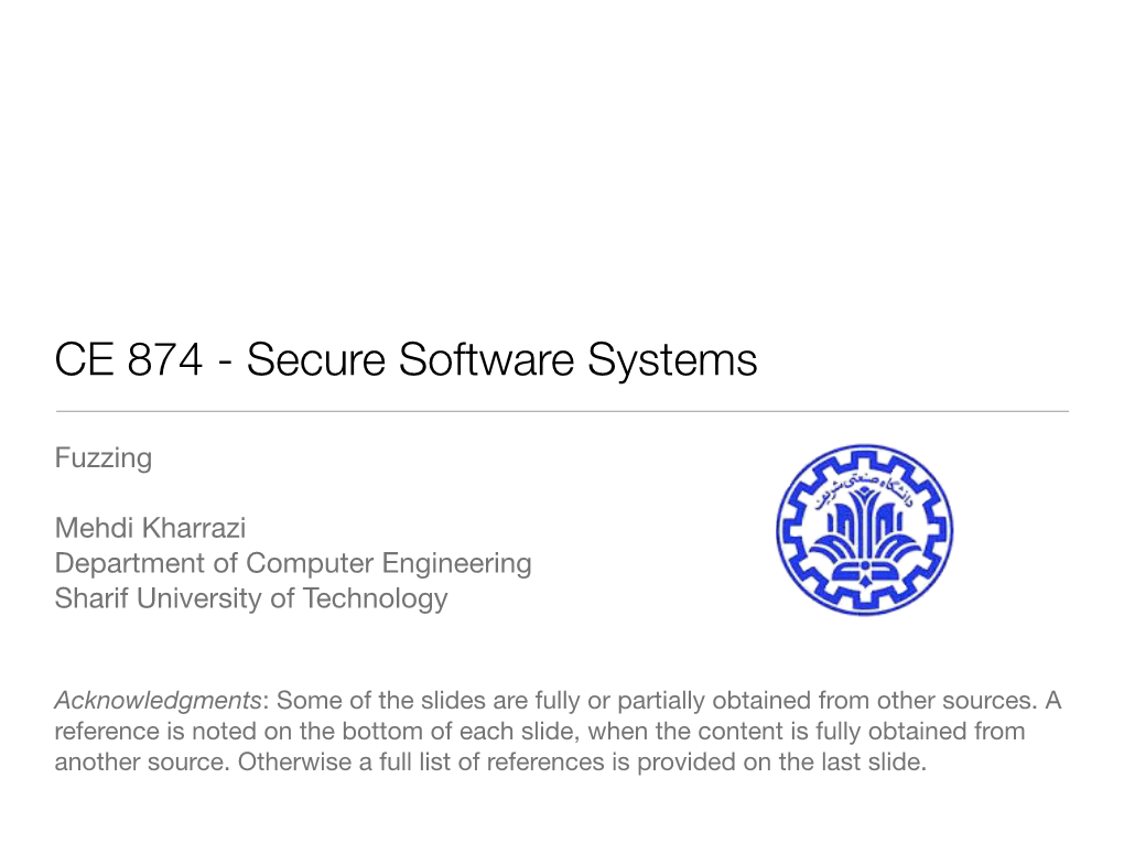 CE 874 - Secure Software Systems