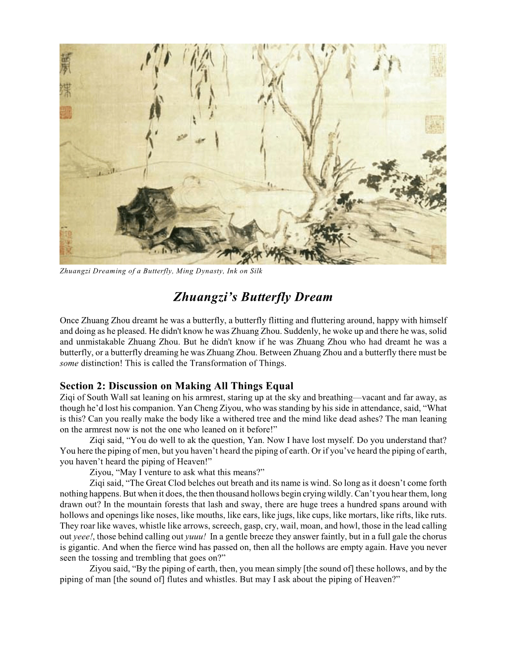 Zhuangzi's Butterfly Dream