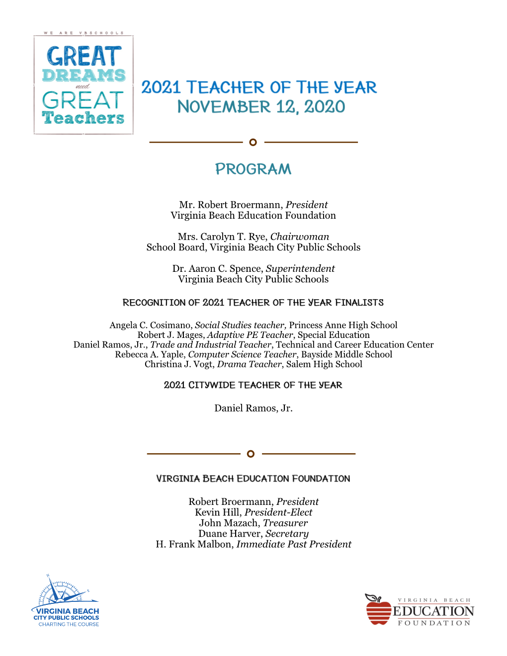 2021 TEACHER of the YEAR Program