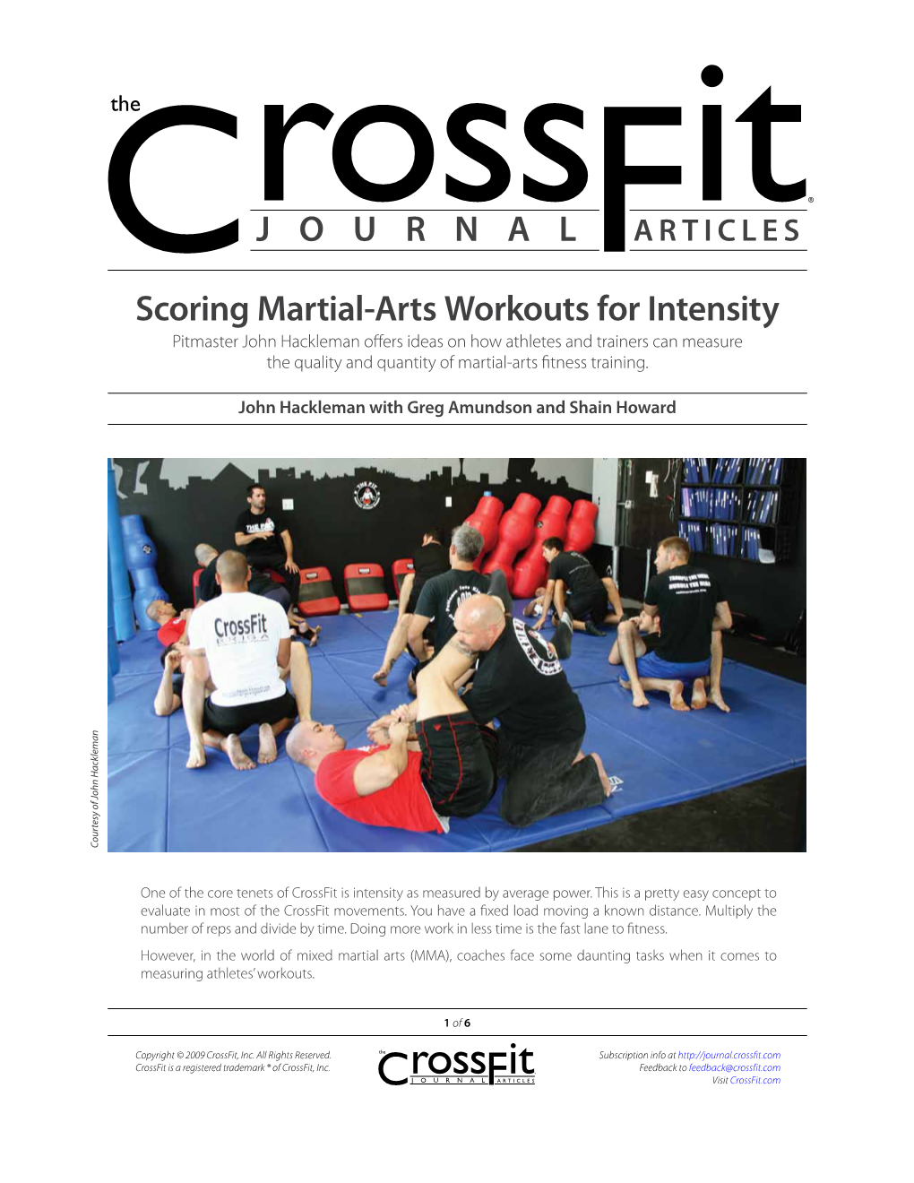 J O U R N a L Scoring Martial-Arts Workouts for Intensity