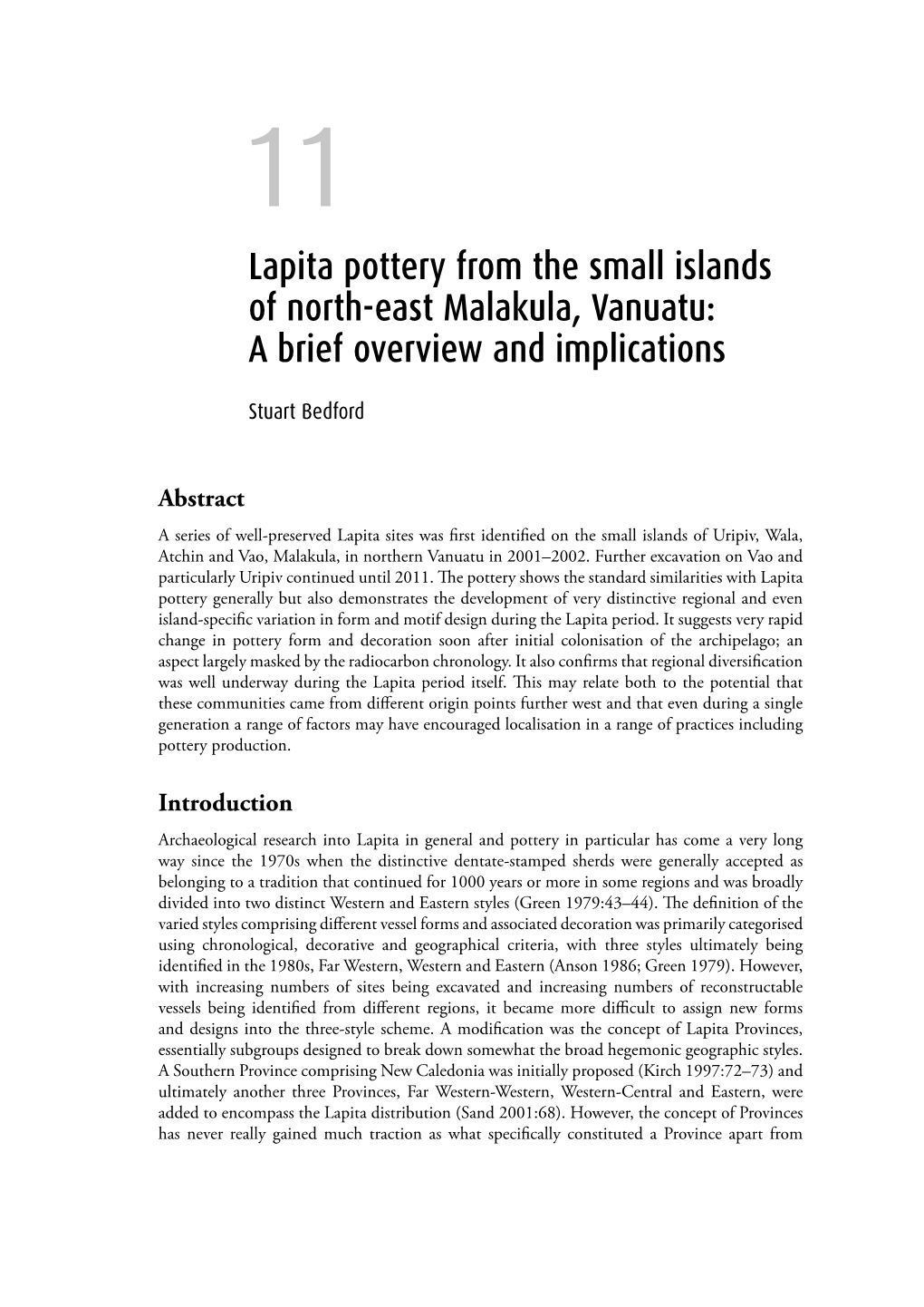 Lapita Pottery from the Small Islands of North-East Malakula, Vanuatu: a Brief Overview and Implications