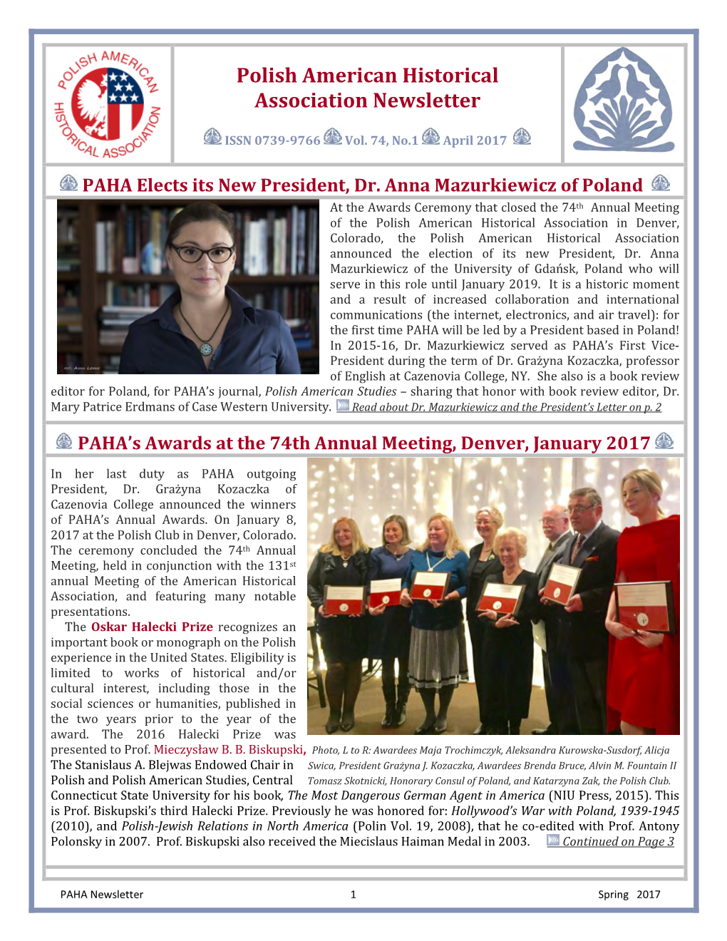 Polish American Historical Association Newsletter