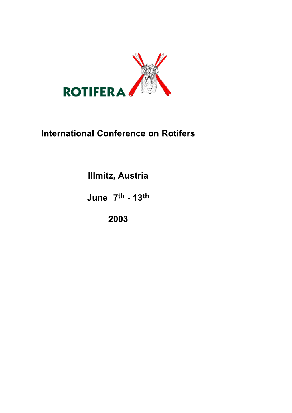 International Conference on Rotifers Illmitz