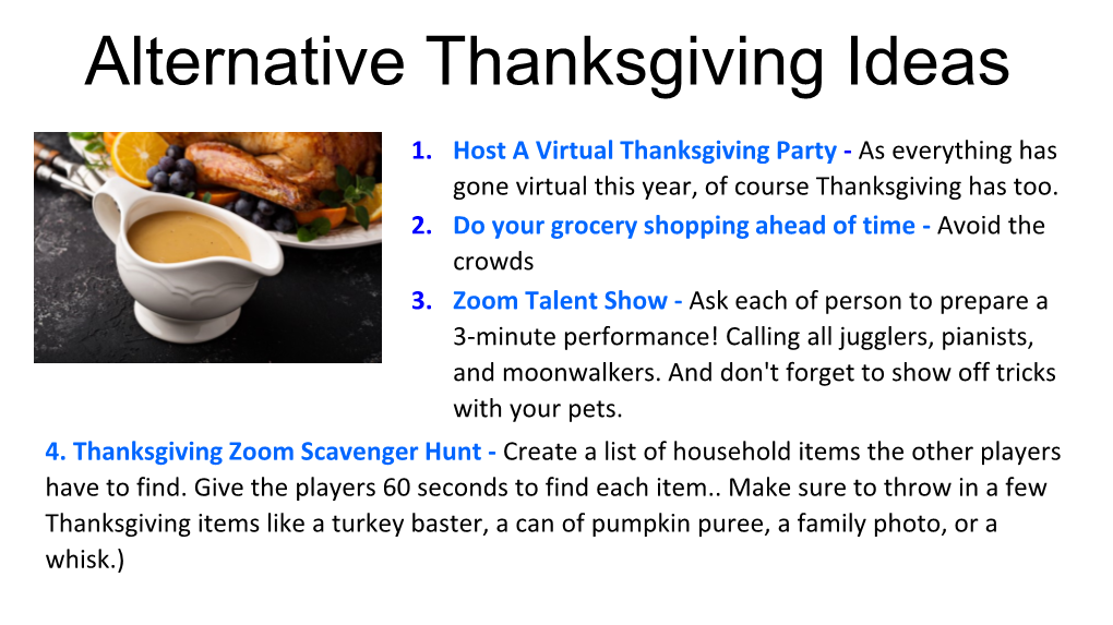 Alternative Thanksgiving Ideas for 2020