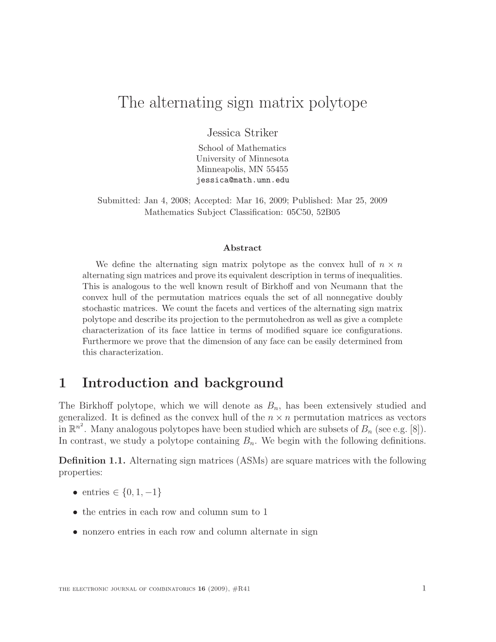 The Alternating Sign Matrix Polytope