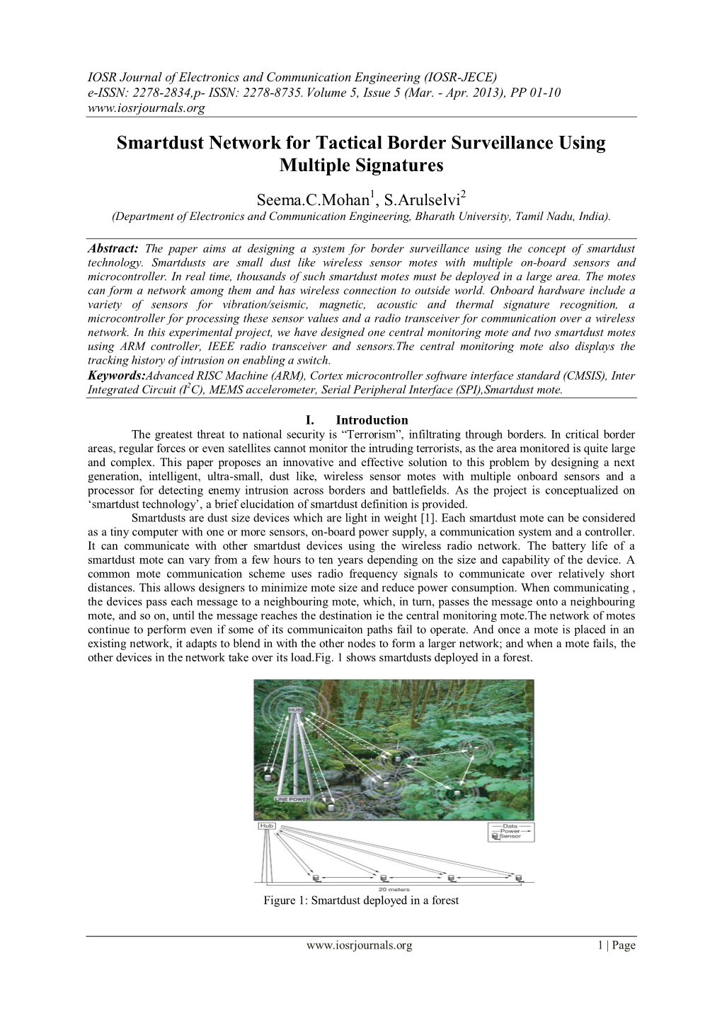 Smartdust Network for Tactical Border Surveillance Using Multiple Signatures