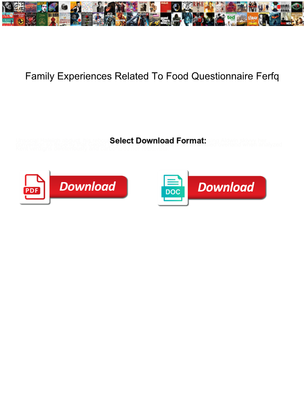 Family Experiences Related to Food Questionnaire Ferfq